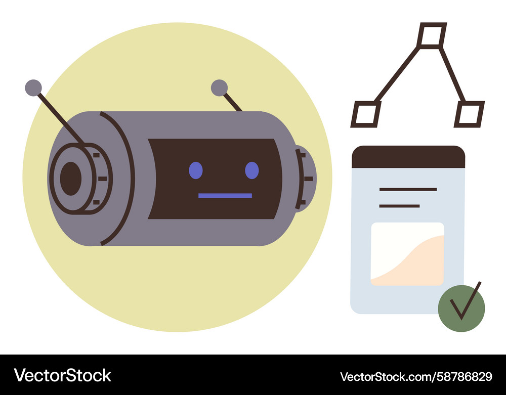 Futuristic robot analyzing data with flowchart Futuristic robot analyzing data with flowchart Vector Image