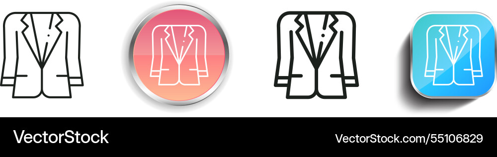 Jacket icon thin linear regular and button style vector image