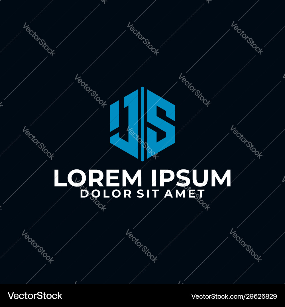 JS Monogram Logo - Hexagonal Shape vector image