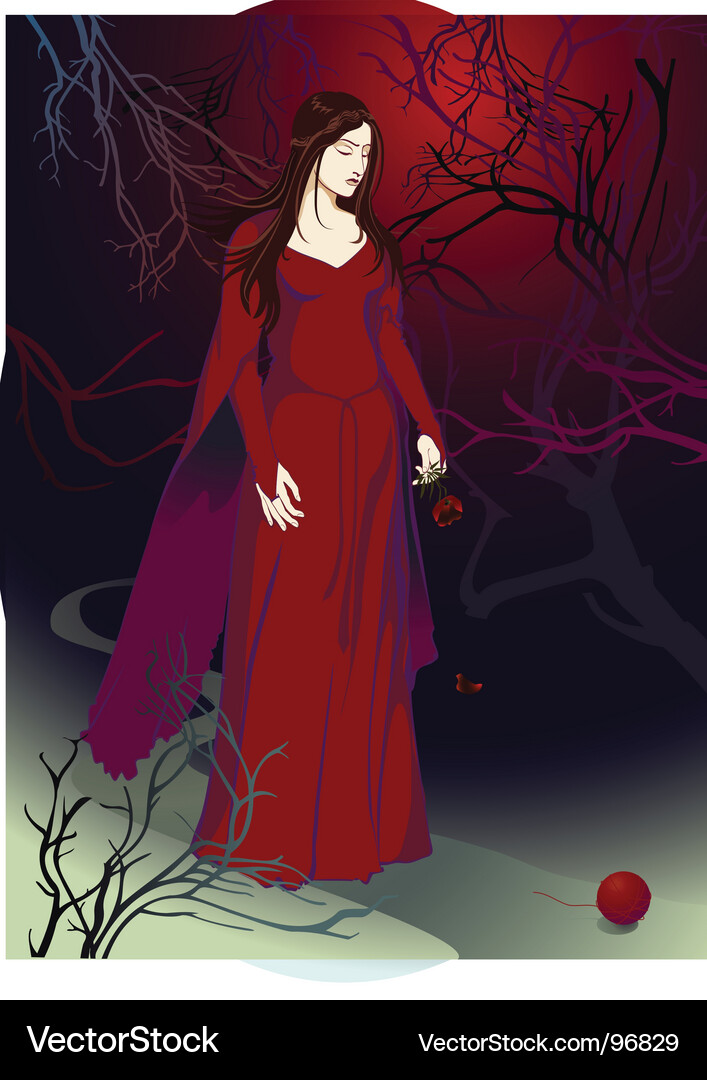Mystical Girl in Medieval Dress Vector Image