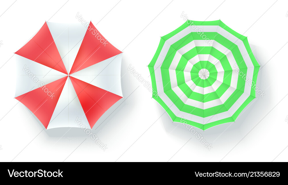 Set of multi colored beach umbrellas top view Set of multi colored beach umbrellas top view vector image