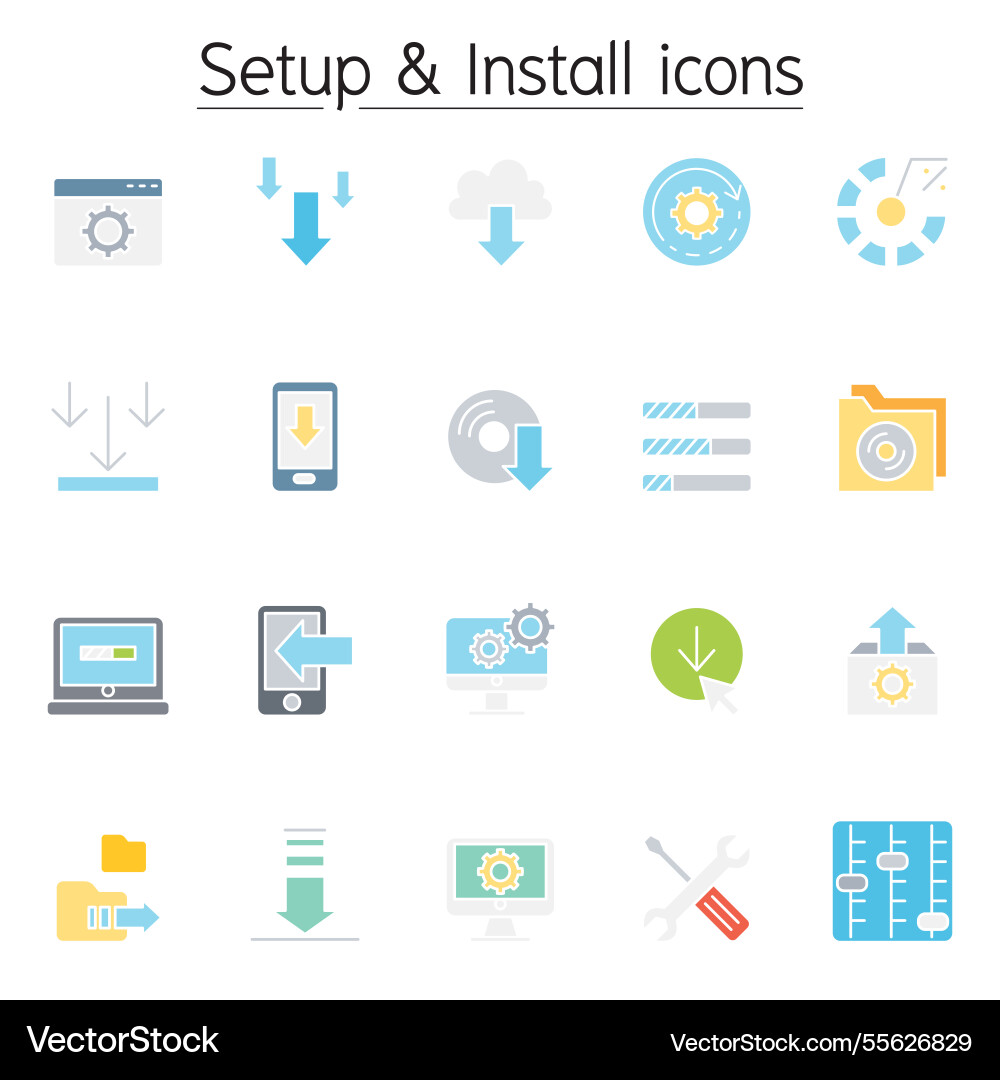 Setup and install icon in thin line style Setup and install icon in thin line style vector image