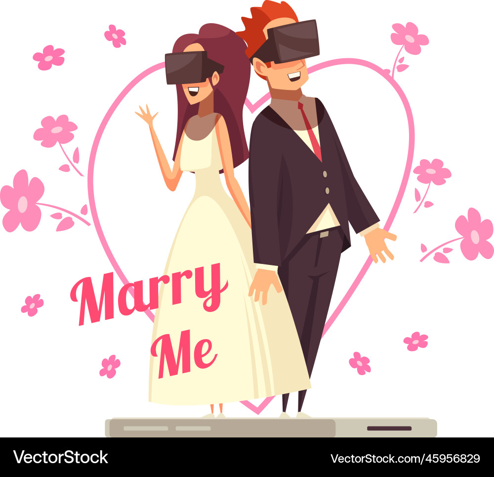 Vr marry me composition vector image