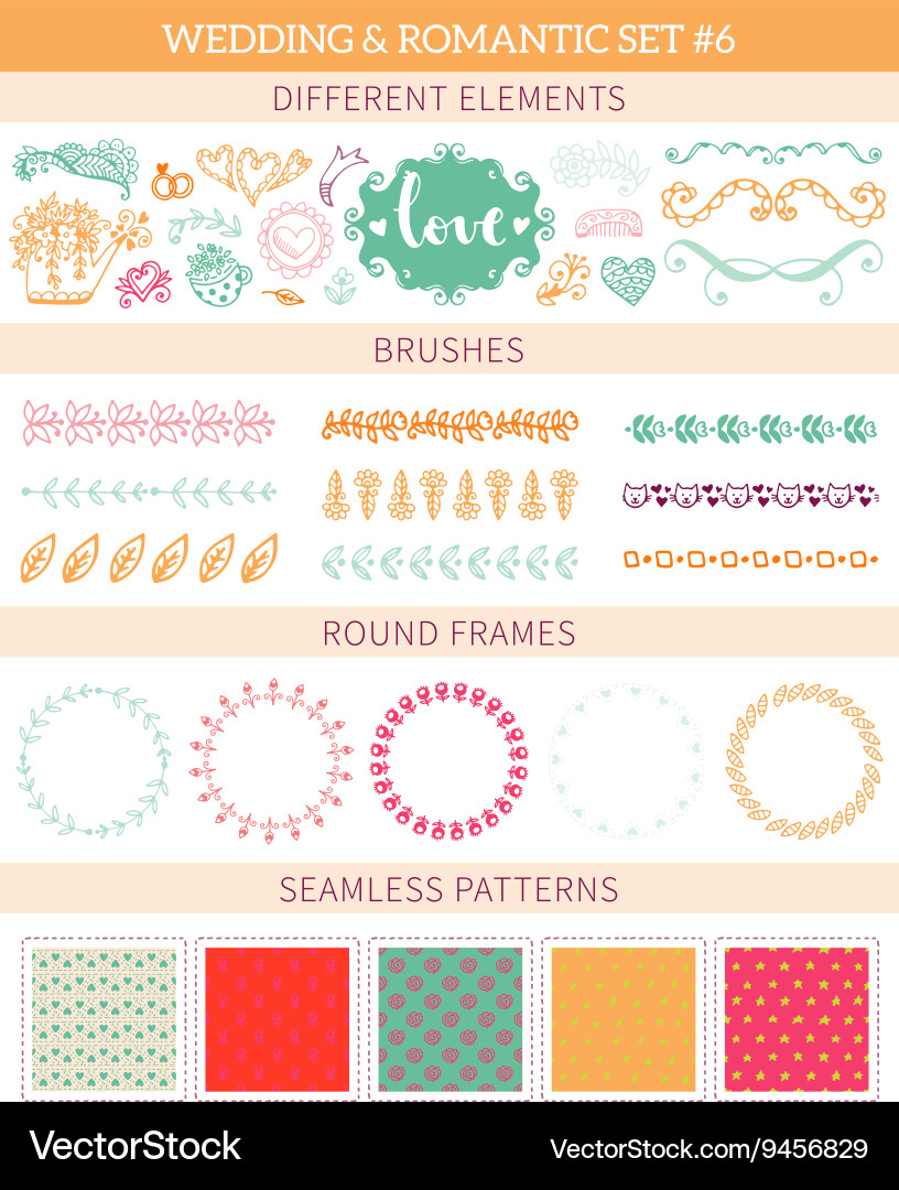 Wedding vintage elements big collection Royalty Free Vector