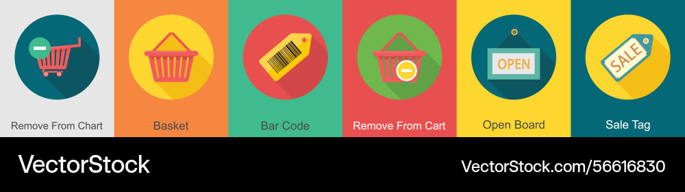 A set of 6 shopping icons as remove from cart vector image