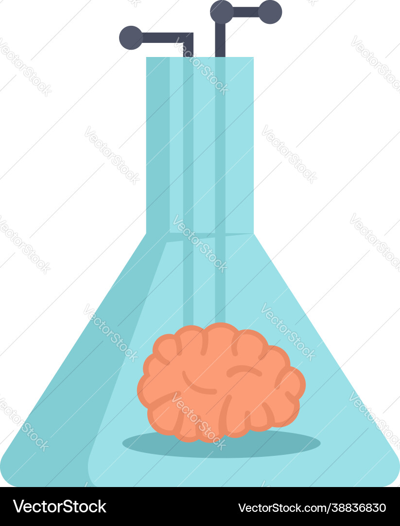 Ai flask brain icon flat isolated Ai flask brain icon flat isolated vector image