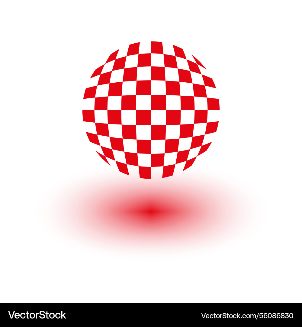Checkerboard sphere red white pattern gradient Checkerboard sphere red white pattern gradient vector image