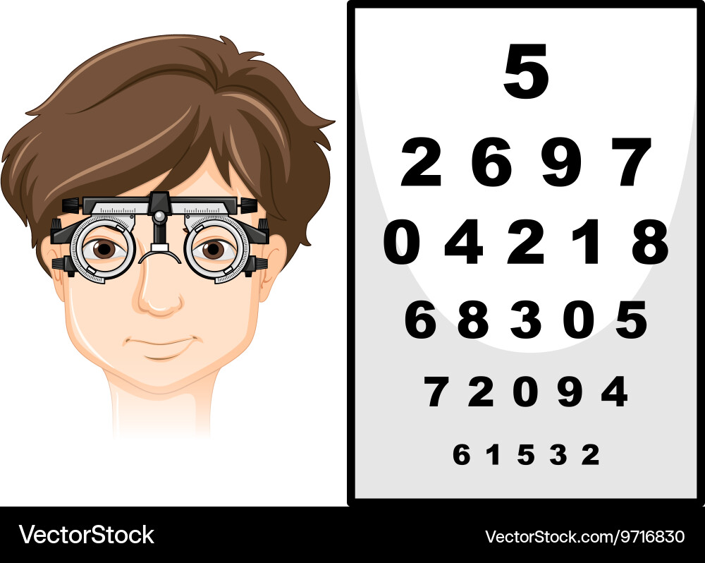 Man Taking an Eye Exam with Reading Chart vector image