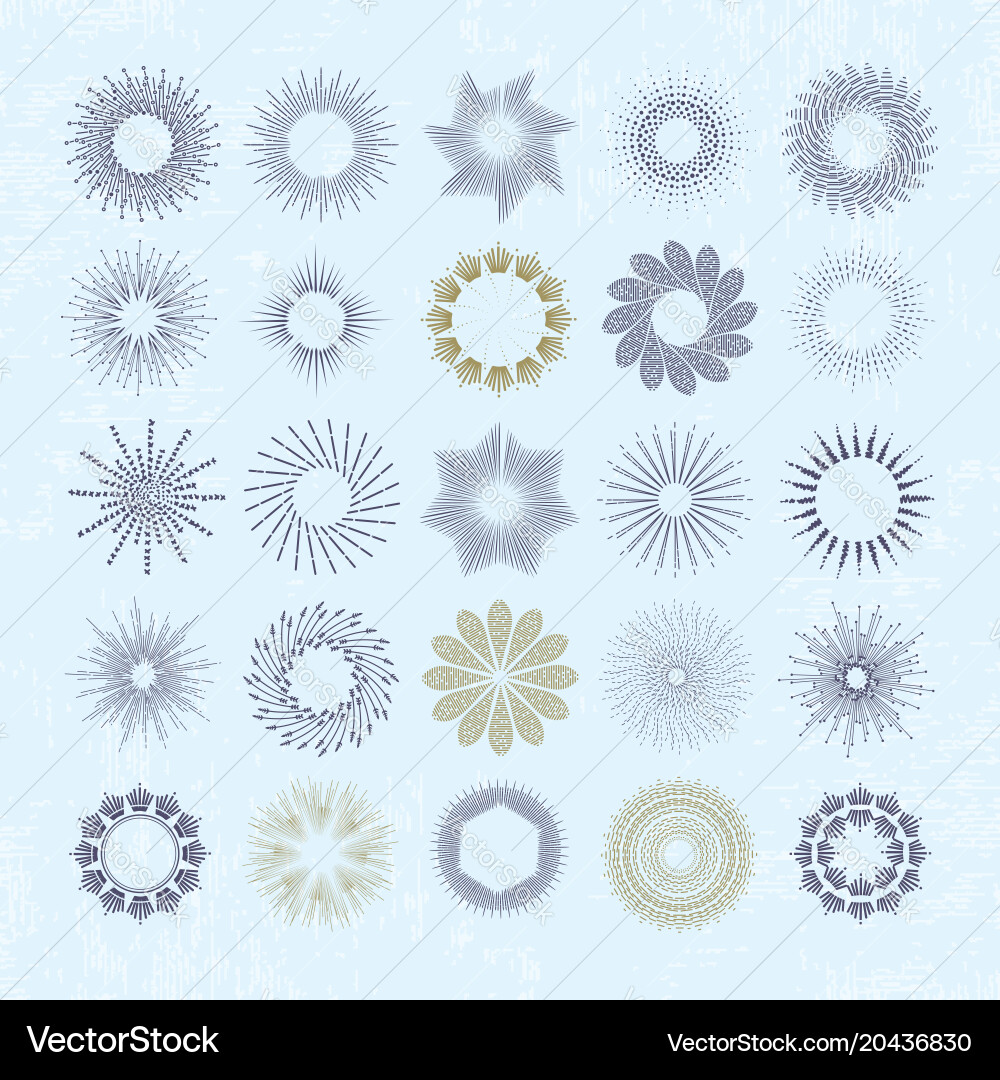 Rays and starburst design elements Vector Image
