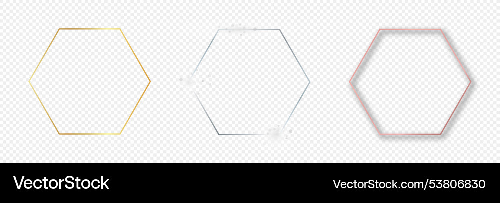 Set of three hexagon frames Set of three hexagon frames vector image