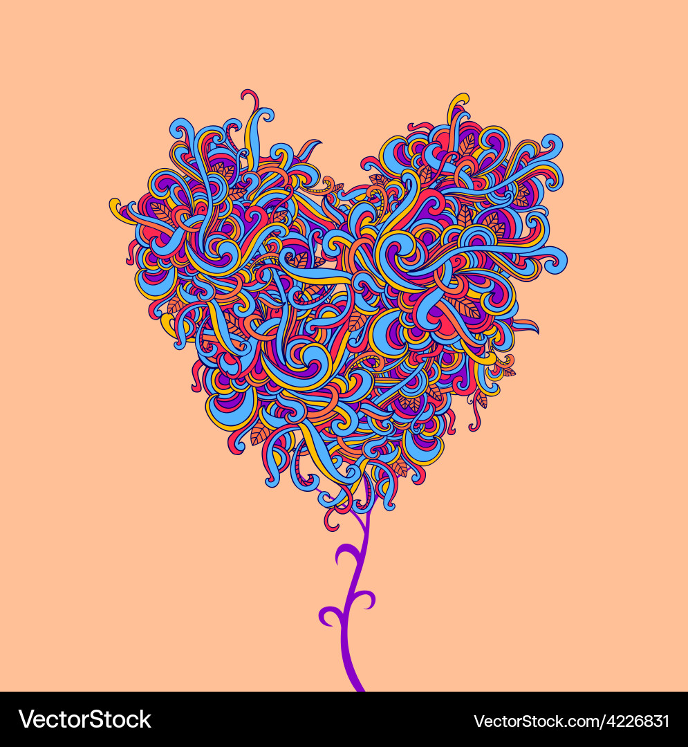 Background with abstract heart curls vector image