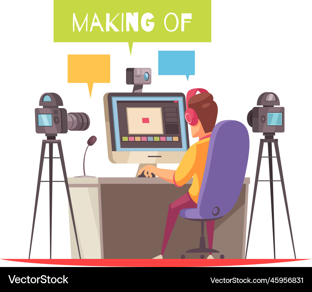 Blogger making of composition Royalty Free Vector Image