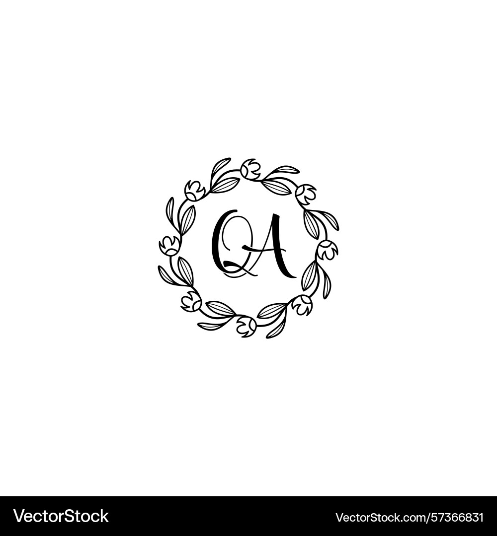 Elegant floral monogram logo qa in handwritten Elegant floral monogram logo qa in handwritten Vector Image