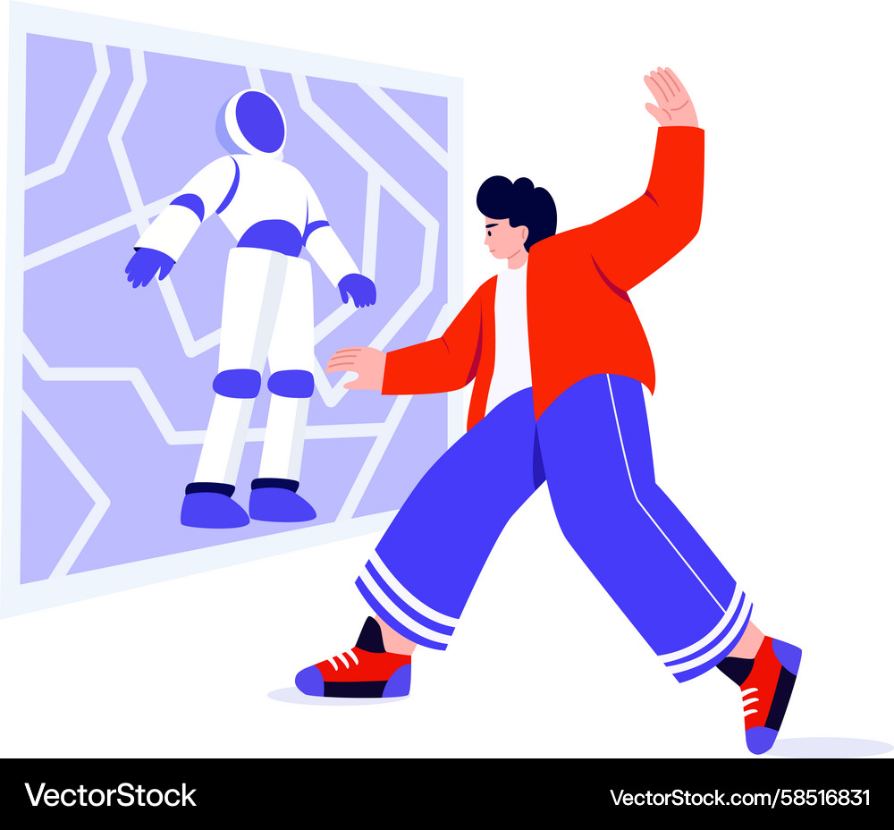 Futuristic Operator Robot Vector Image
