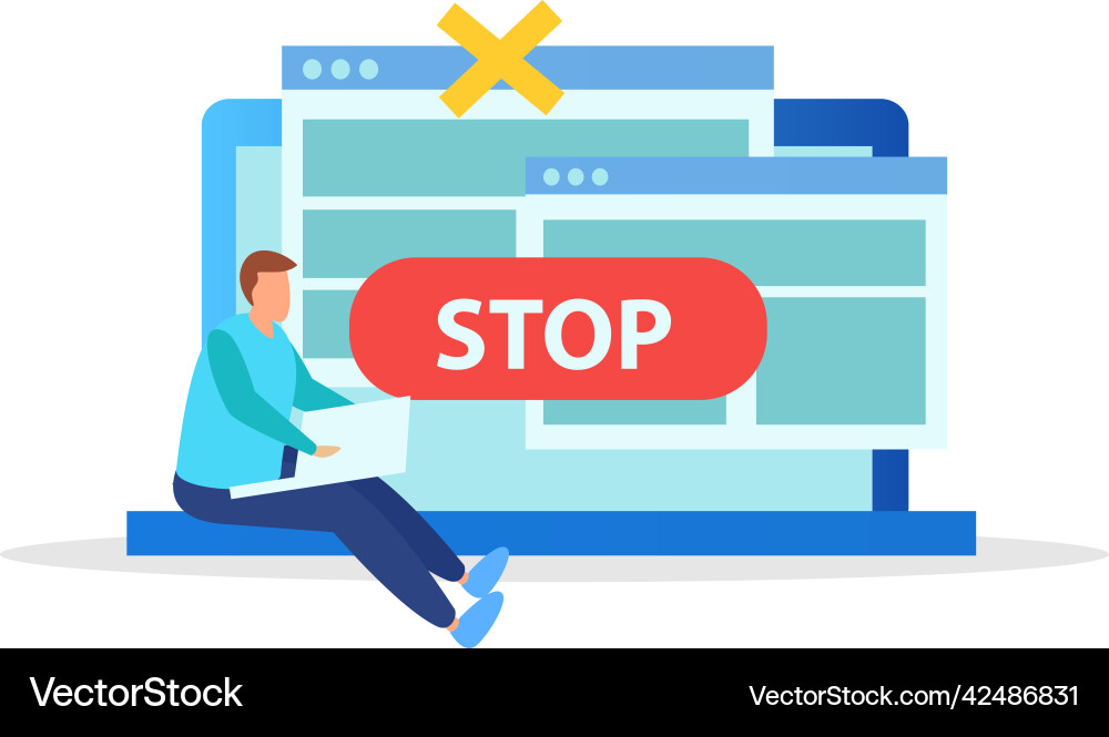 Site stopped working composition Royalty Free Vector Image