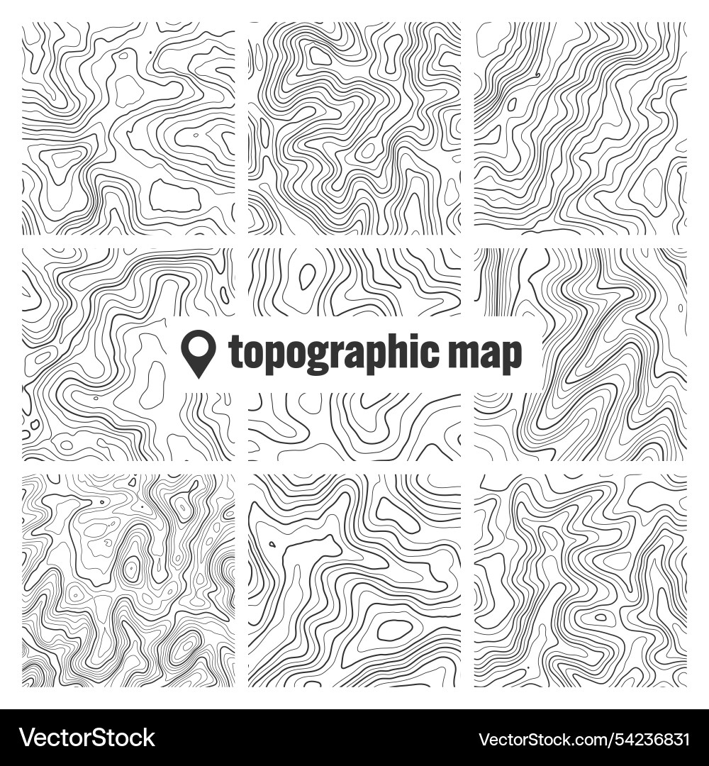Topographic map with contour lines geographic Topographic map with contour lines geographic vector image