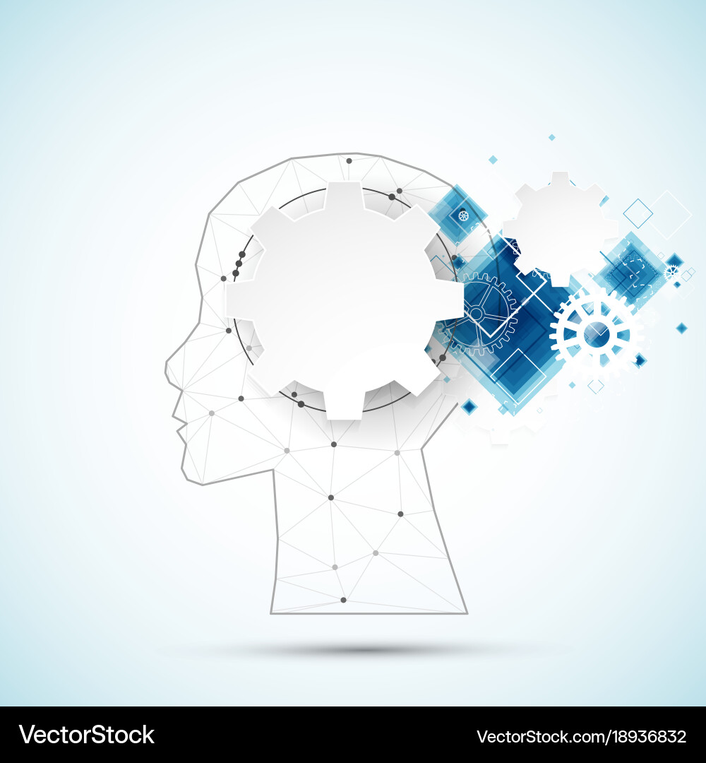 Creative brain concept background with triangular Vector Image