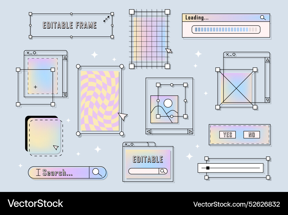 Retro Computer UI Elements vector image