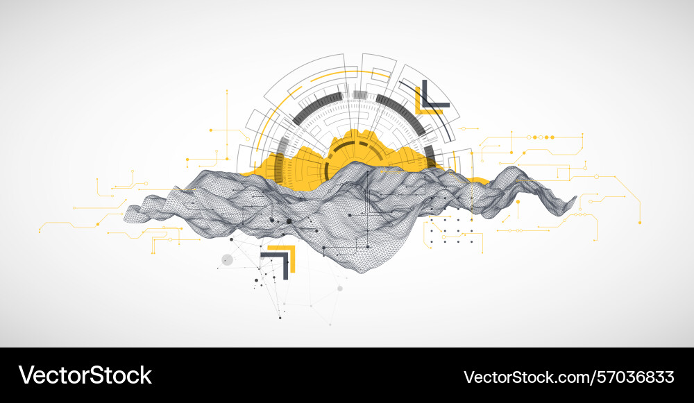 Abstract data background with wireframe wave Abstract data background with wireframe wave vector image