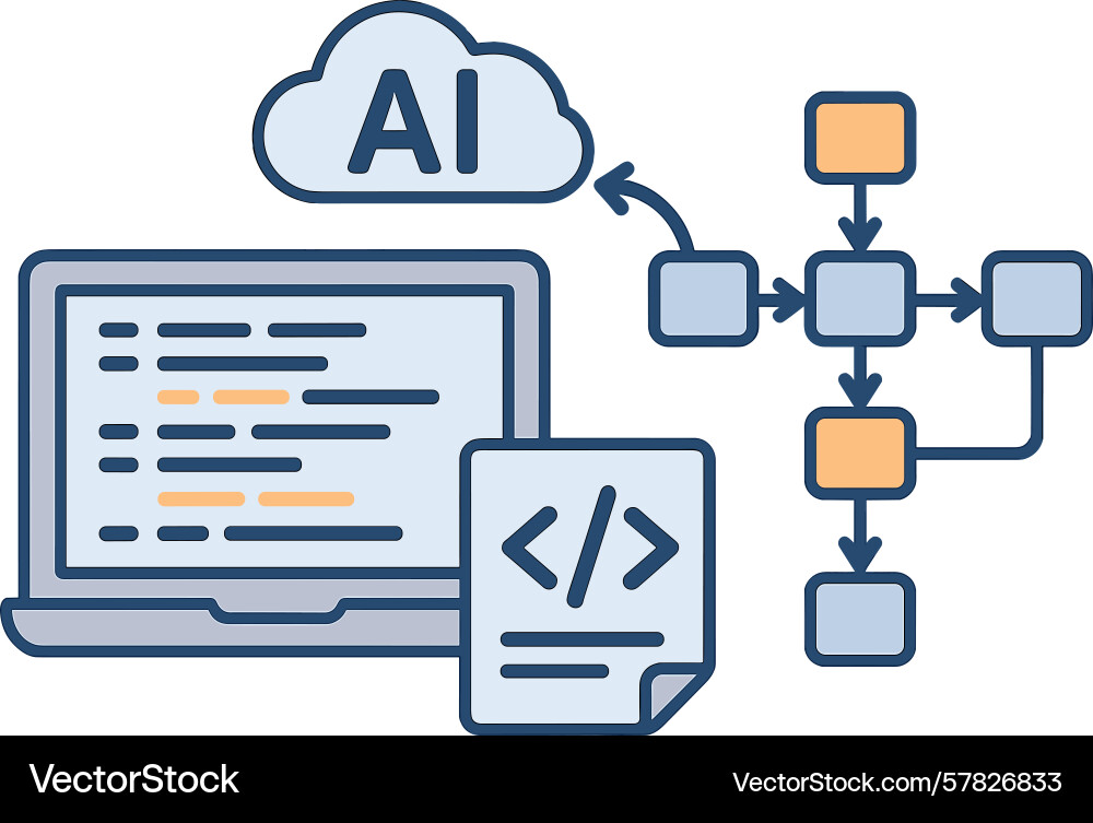 Cloud-basierte ai-Programmierung mit Algorithmen Cloud-basierte ai-Programmierung mit Algorithmen vektorbild
