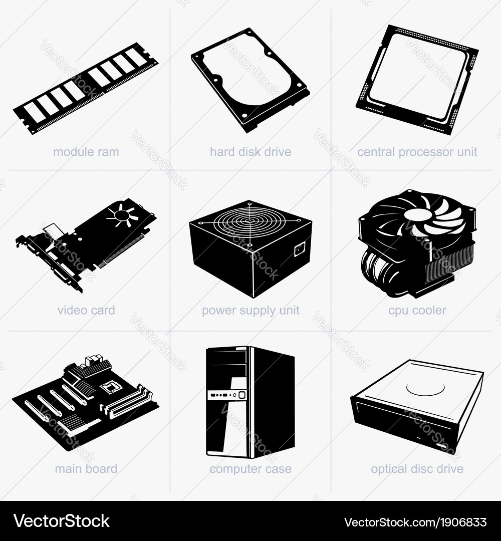 Computer Hardware Components Vector Image