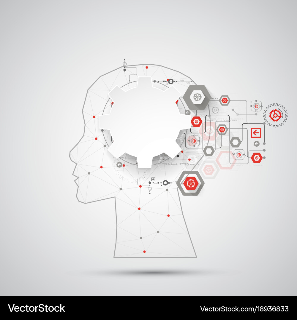 Creative brain concept background with triangular Vector Image