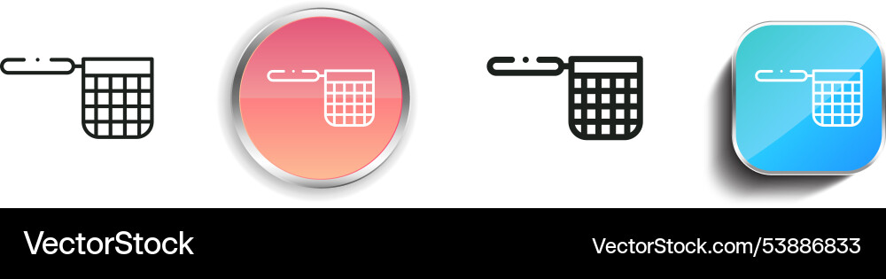 Fish net icon thin linear regular and button Fish net icon thin linear regular and button Vector Image