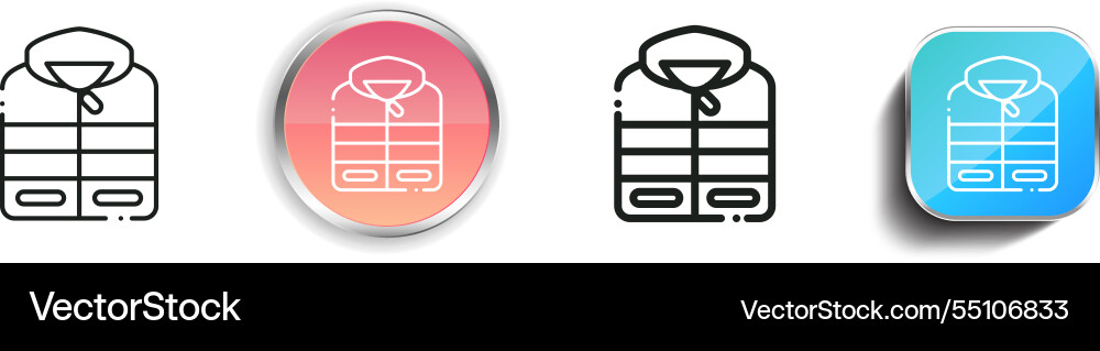 Jacket icon thin linear regular and button style vector image