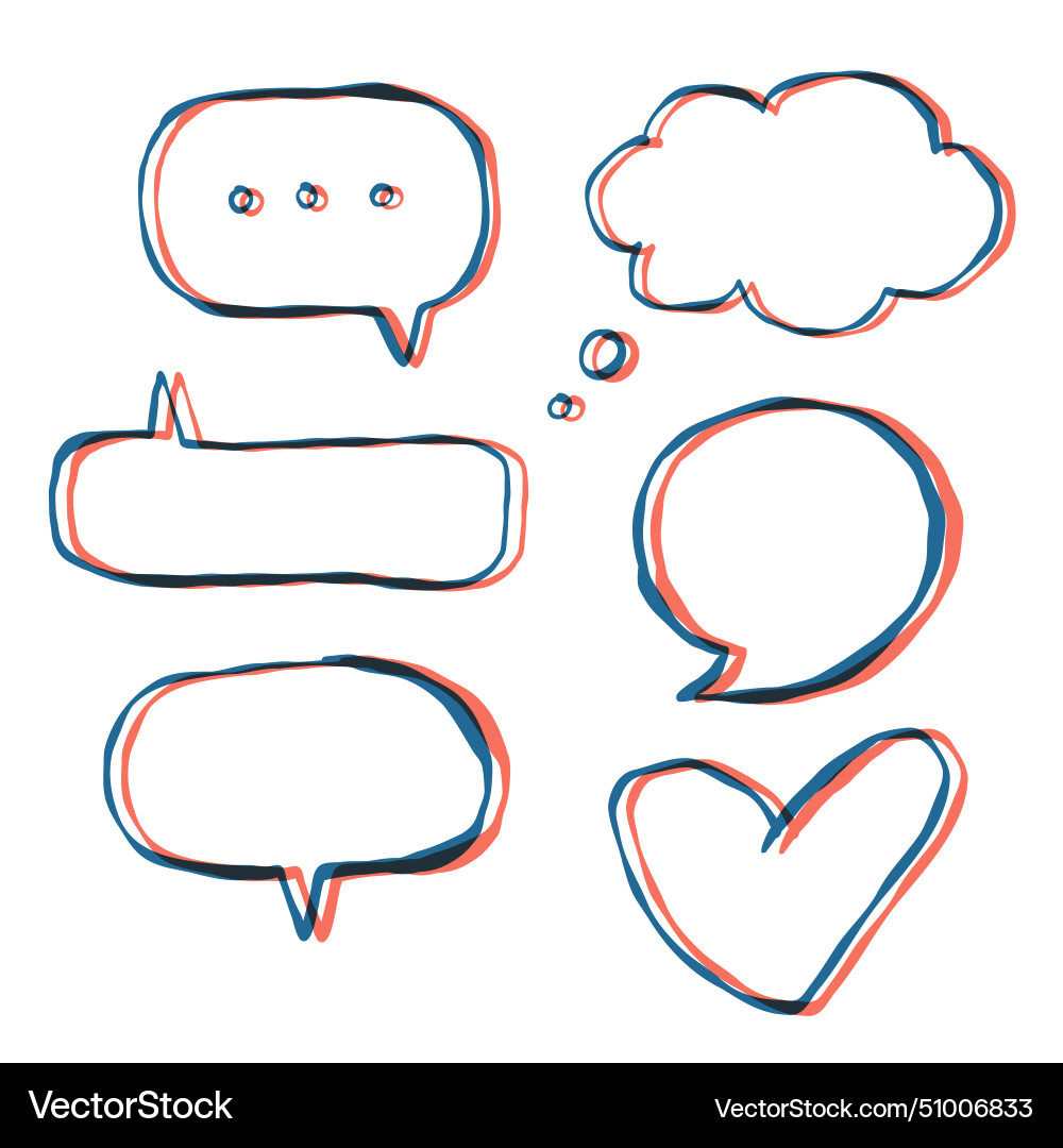 Message bubble forms in risography style cloud Message bubble forms in risography style cloud Vector Image