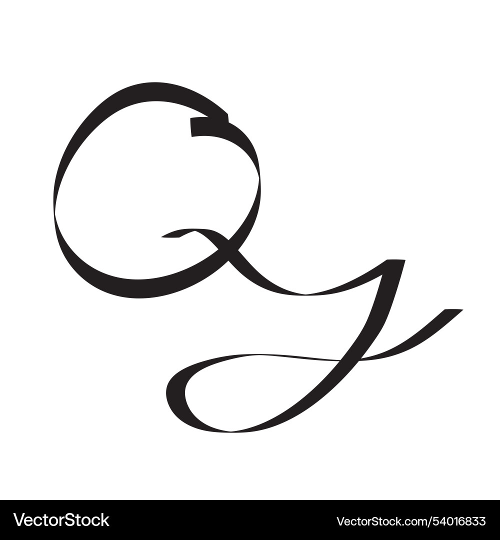 Qj monogram letter initial cursive hand written Vector Image