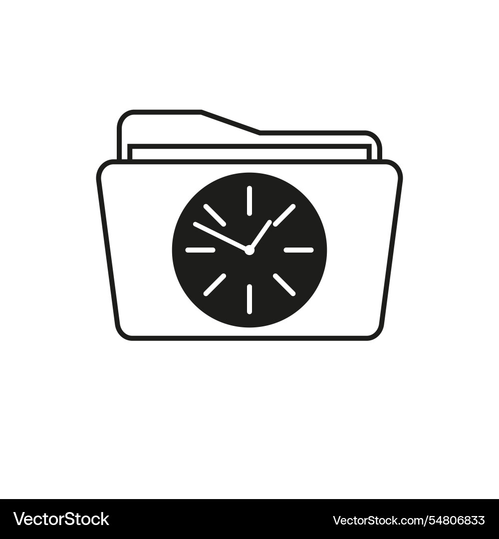 Time folder icon clock archive data management Time folder icon clock archive data management vector image