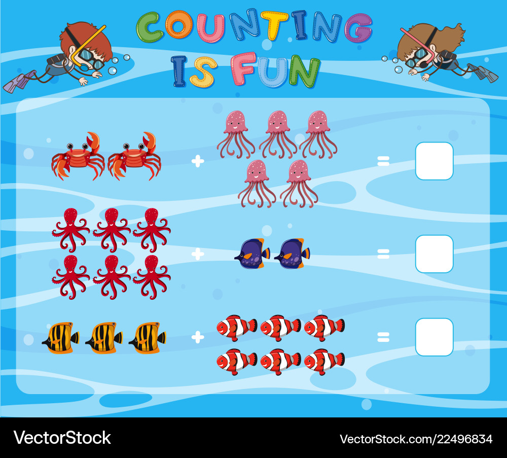 Counting game underwater template Vector Image