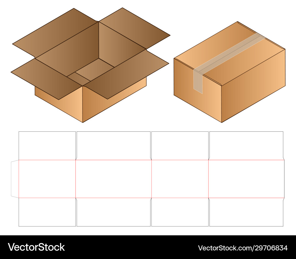 Die-Cut Cardboard Box Template Vector Image