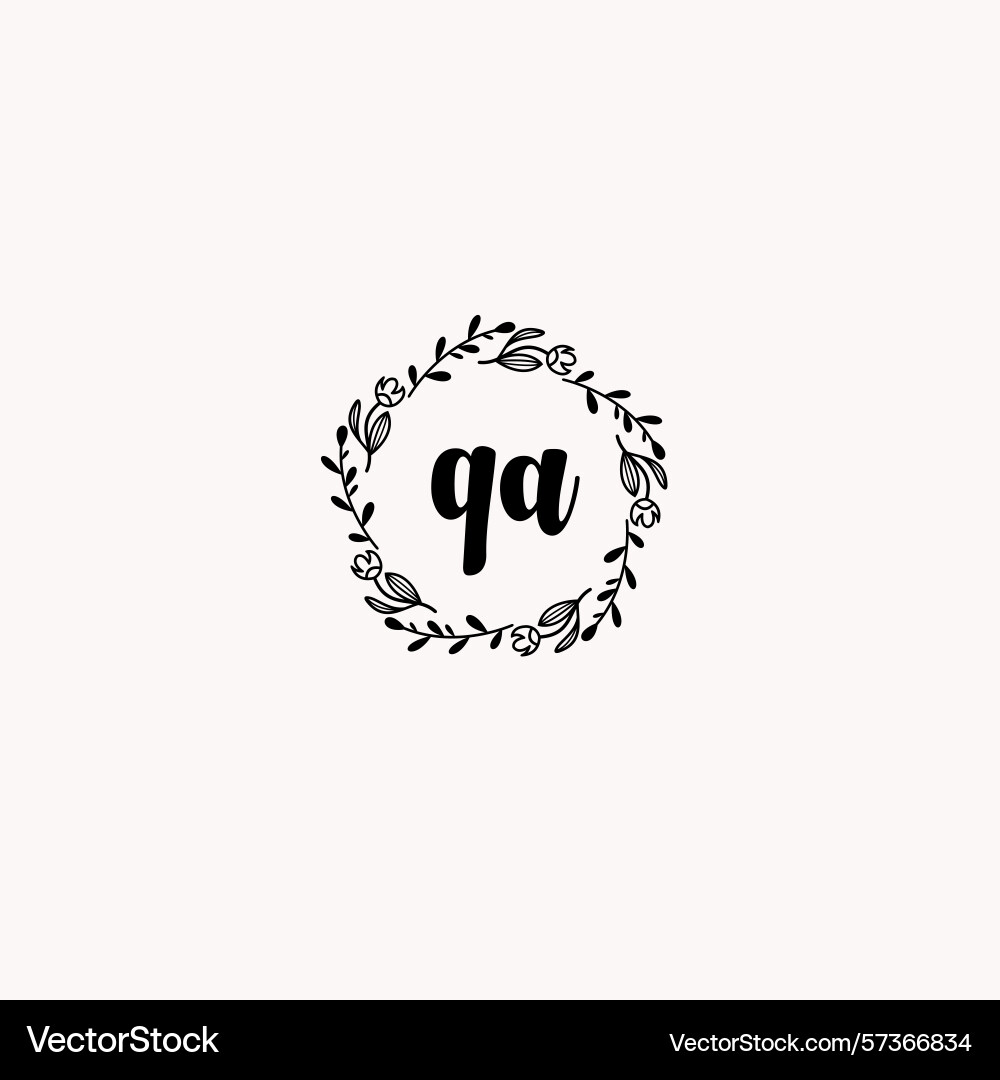 Elegant floral monogram logo qa in handwritten Elegant floral monogram logo qa in handwritten Vector Image