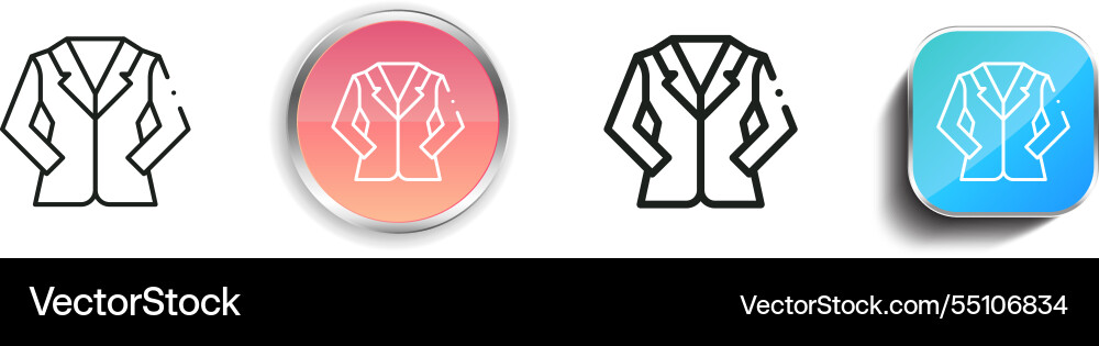 Jacket icon thin linear regular and button style vector image