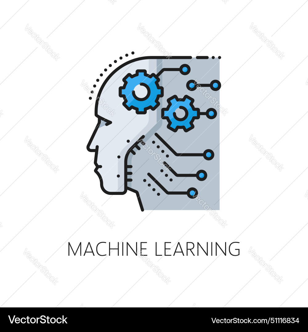 Machine Learning Farblinie Icon ai neuronale Netzwerk Machine Learning Farblinie Icon ai neuronale Netzwerk vektorbild