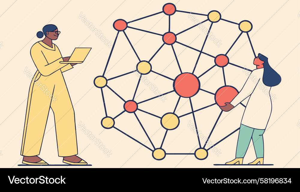 Network Interaction Data Visualization Vector Image