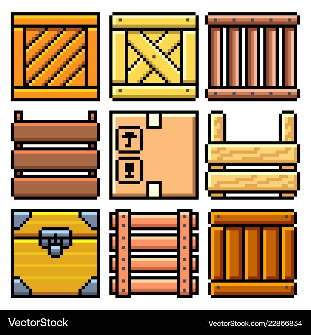 Pixelated Crates Set vector image
