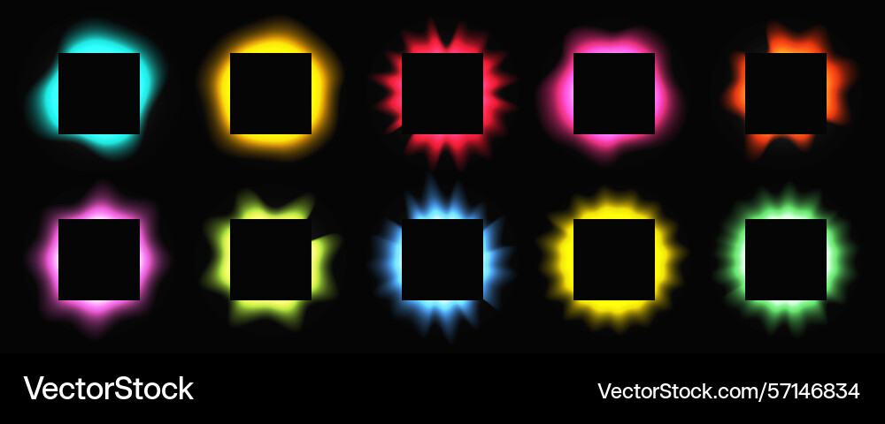 Set of square illuminate light frames Set of square illuminate light frames vector image