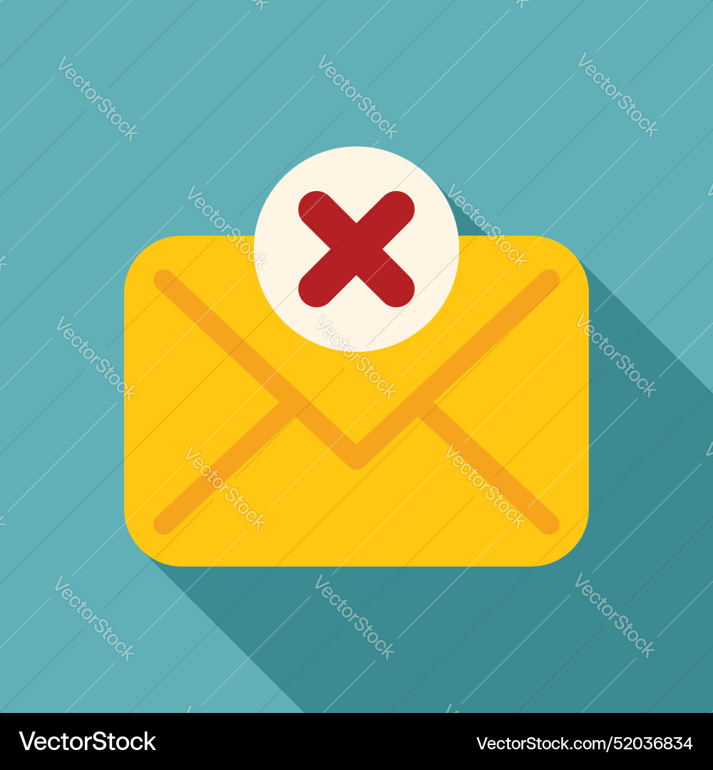 Yellow envelope with red cross mark showing error Yellow envelope with red cross mark showing error vector image