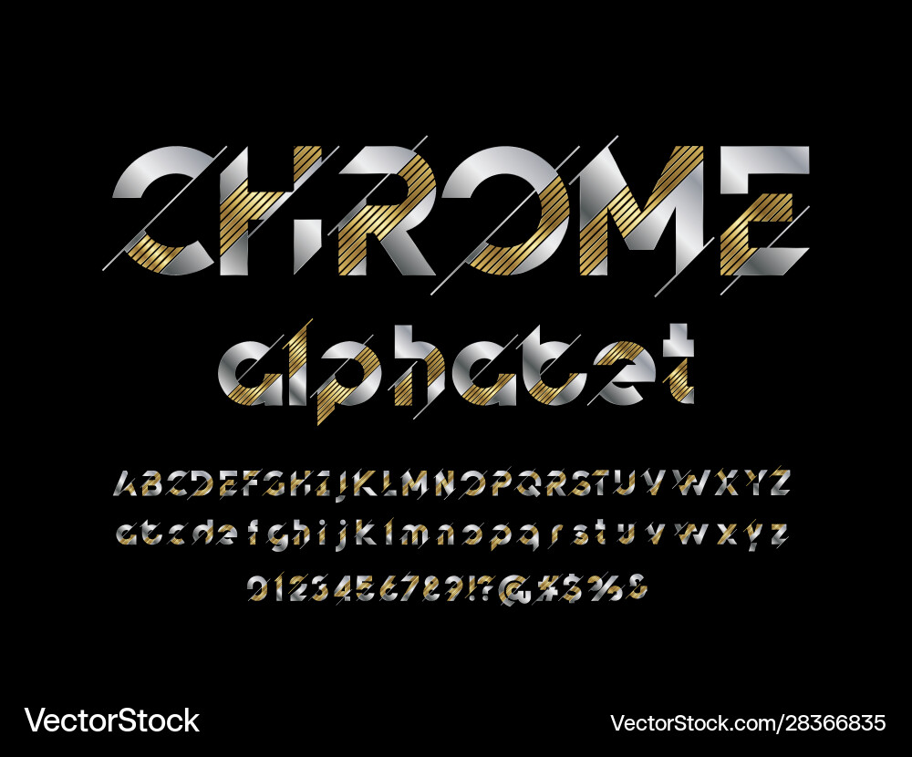 Chrome font Chrome font vector image