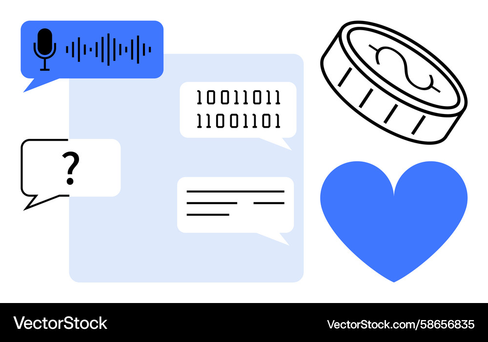 Digital Communication & AI Concepts Vector Image