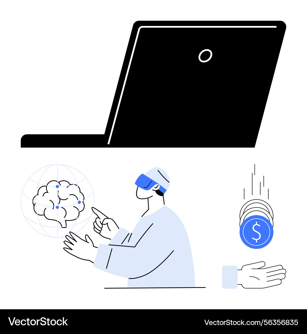 Futuristic interaction with ai virtual reality Futuristic interaction with ai virtual reality Vector Image