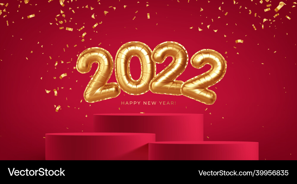 Gold Foil Balloons - New Year 2022 vector image