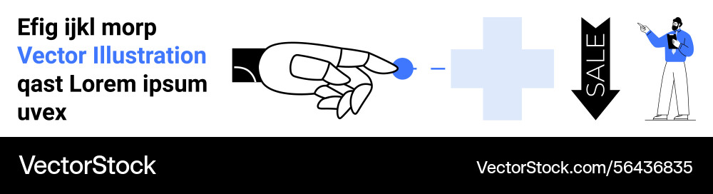 Hand pointing at button with mathematical addition Vector Image