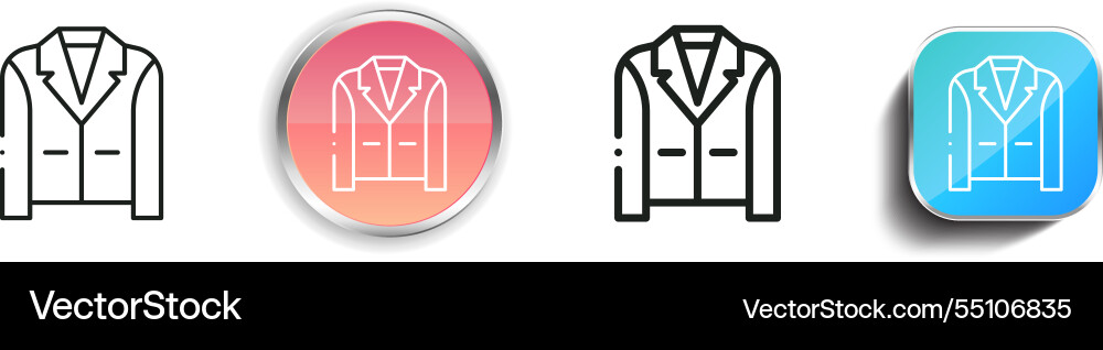 Jacket icon thin linear regular and button style vector image