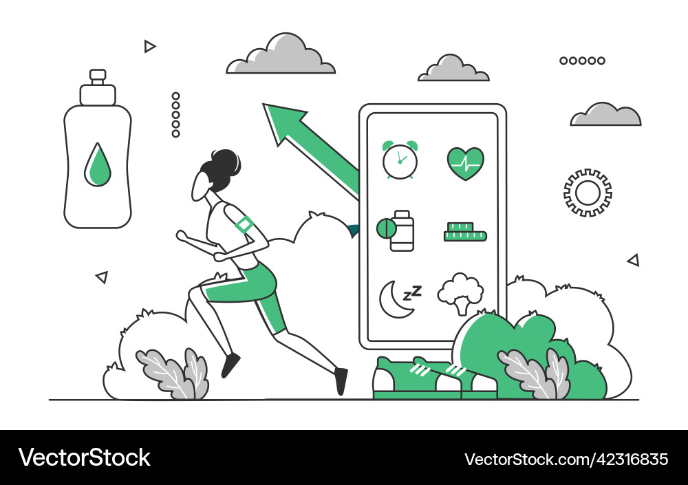 Monitoring active lifestyle mobile application Vector Image