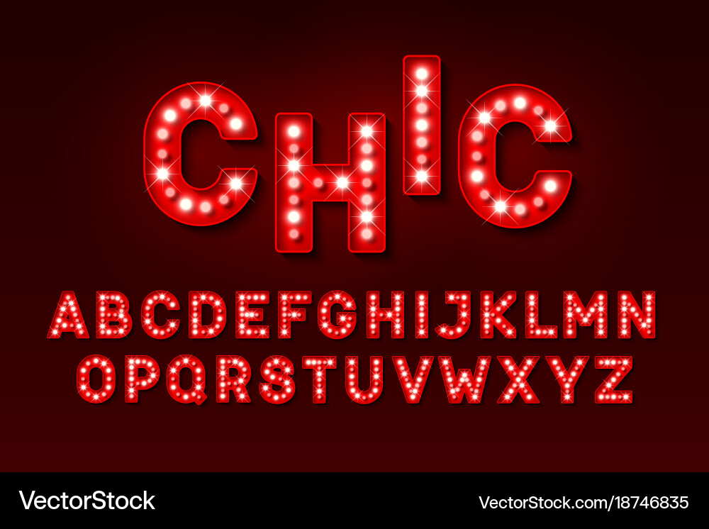 Retro Broadway Light Bulb Font Vector Image