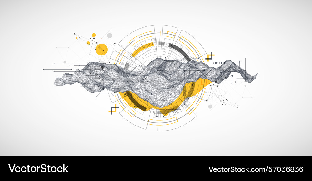 Abstract data background with wireframe wave Abstract data background with wireframe wave vector image