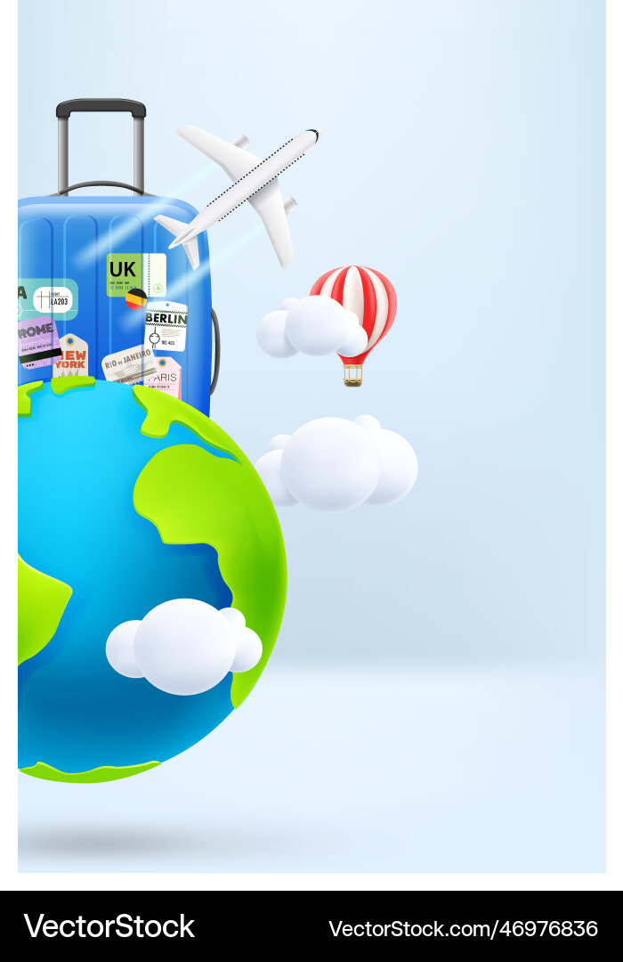 Around the world concept with earth balloon Around the world concept with earth balloon vector image